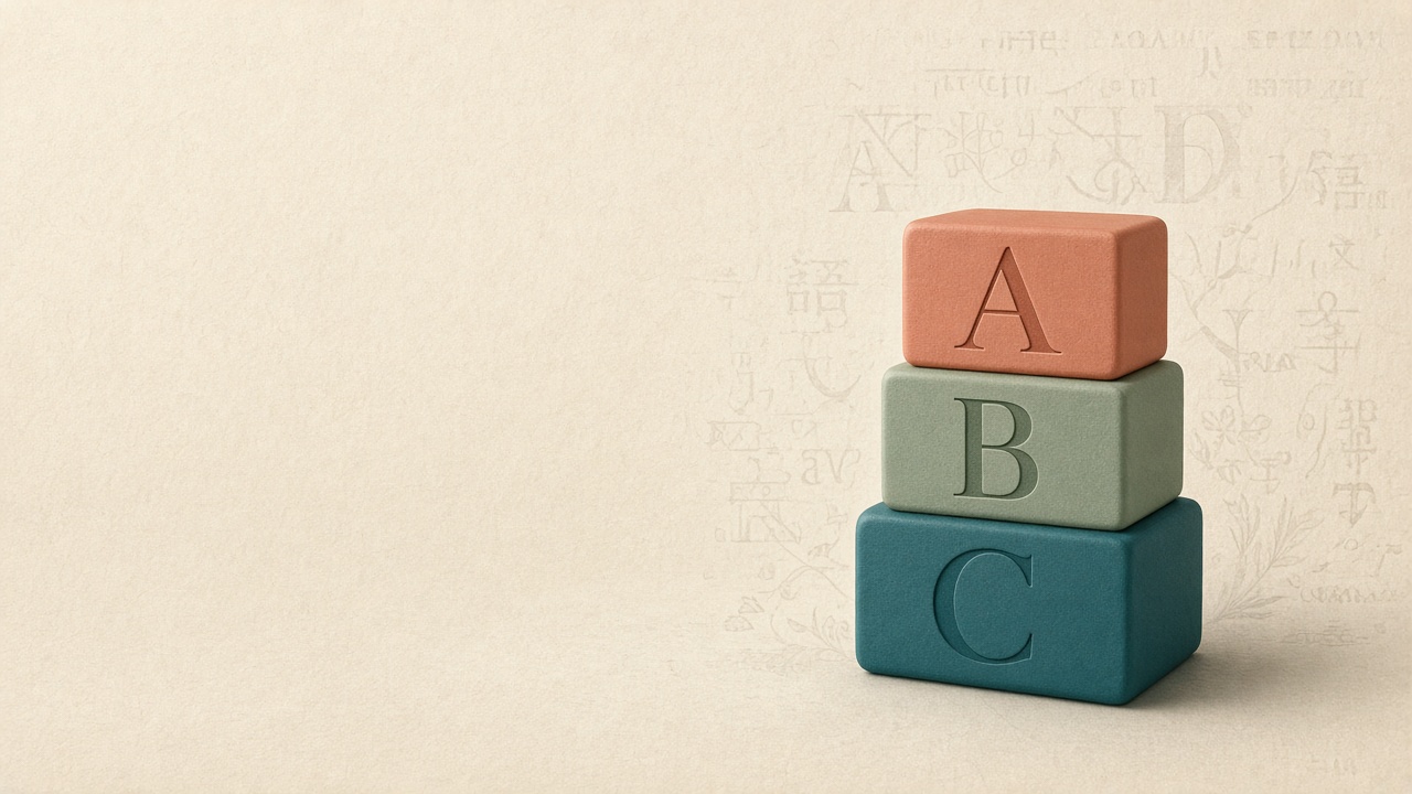 Ilustración BabelFlow: bloques de letras A B C